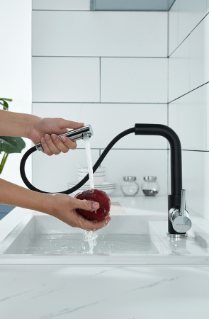 Смеситель для кухни Paulmark KASSEL Ka214311-401 на раковину антрацит без термостата